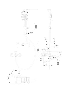 Смеситель для ванны с душевым гарнитуром Wonzon & Woghand Alfa WW-AE3201-BG брашированное золото